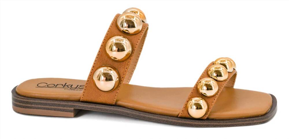 NEW HEY GIRL BY CORKYS women's low tide sandals in cognac